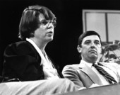 Janet Reno, State Attorney for Dade County and Bobby L. Jones, Director of Metro Public Safety Department at forum hosted by the Miami-Dade Community College.