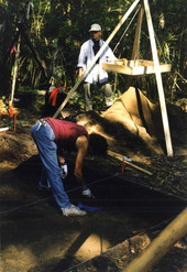 Archaeologist Vicki Rolland on University of North Florida's excavation site at Big Talbot Island State Park.