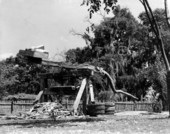 Close up of sugar cane grinder at a farm