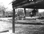 Construction on a log house