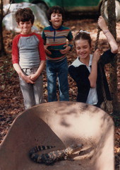 Neighborhood children with young alligator caught by Chip Bloyd at the Miccosukee Land Co-op - Leon County, Florida