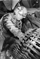 Florida Governor Bob Graham flying a live fire mission as gunner with a crew