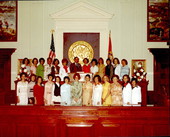 Portrait of Florida legislative senators' wives with senate president Lew Brantley.