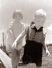 Children walking on docks - Riviera Beach, Florida