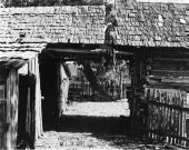 Close-up view of barn at farm used for "The Yearling" motion picture