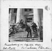 Snowball fight on the steps of the capitol in Tallahassee.