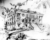 Drawing of the Verdura plantation mansion - Tallahassee, Florida.