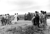 Migrant agricultural workers waiting to be paid - Homestead, Florida