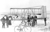 Early biplane on the beach - Daytona Beach, Florida