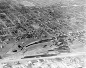 Aerial view of the Florida East Coast Railway yards - Miami, Florida.