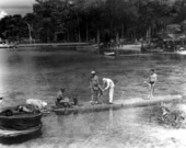 Scene from the filming of "Tarzan's Secret Treasure" at Wakulla Springs.