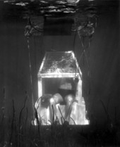 Newt Perry fishing from an underwater air trap - Wakulla Springs, Florida.