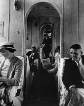 Interior view of Sikorsky S-40 plane with passengers - Miami, Florida