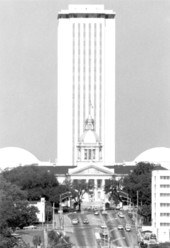 View of the east front of new Capitol with old capitol in front - Tallahassee, Florida.