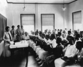 Jule Graves instructing a class of midwives at Florida A&M College in Tallahassee, Florida.