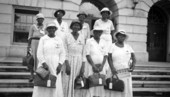 Group portrait of midwives at the Midwife Institute at Florida A&M College in Tallahassee, Florida.