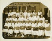 Group portrait of Marion County midwives at the Florida State Board of Health Midwife Institute in St. Augustine, Florida.