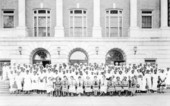 Group portrait of midwives at the Midwife Institute at Florida A&M College in Tallahassee, Florida.