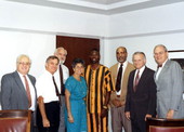 Florida Supreme Court Justices getting a visit from FSU football quarterback Charlie Ward at the Supreme Court Building in Tallahassee, Florida.