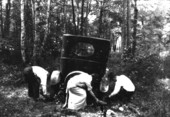 Automobile stuck in the mud