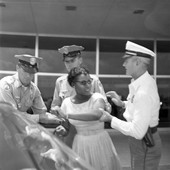 Priscilla Stephens (later Kruize), from CORE, being arrested at the Tallahassee Regional Airport.