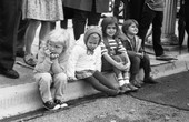 Children watching the inaugural parade of Governor Claude Kirk on Monroe St. in Tallahassee.