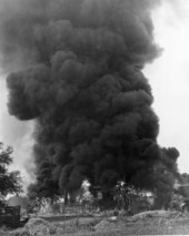 Fire at W.J. Boynton's turpentine distillery in Tallahassee, Florida.