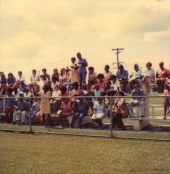 Spectators in attendance during the prison Olympics at F.C.I. in Lowell, 1980