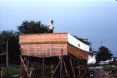 David Taylor aboard the shrimp boat "Miss Joann" shown during its construction by the Herrin brothers - Mayport, Florida.