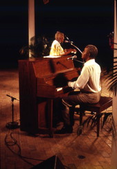 Mary McClain and Blind Willie James performing at the 1985 Florida Folk Festival - White Springs, Florida