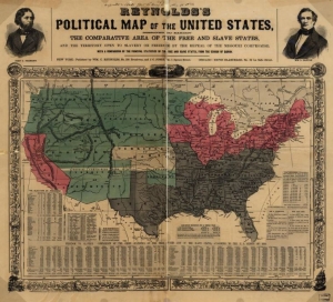 Political map of the United States after the repeal of the Missouri Compromise.