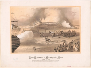 Print of British troops landing at Morton's Point during the Battle of Bunker Hill.
