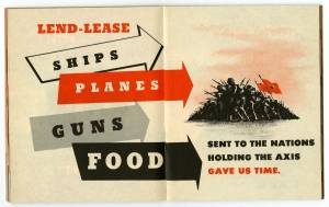 Two-page spread from a booklet about the Lend-Lease system.