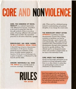 Page from the Congress of Racial Equality's rules for action pamphlet describing the power and principles of nonviolent direct action.