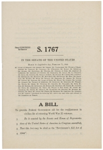 Typed document containing the text for the G.I. Bill.