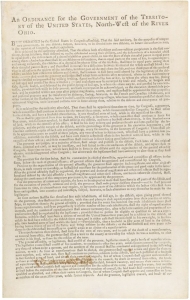 Typed page from the Northwest Ordinance with large title and smaller body text.