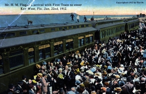 Postcard of the arrival of Henry Flagler and the first train to enter Key West.